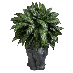 33” Silver King Artificial Plant in Black Elephant Shaped Planter