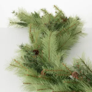 5'L Sullivans Lush Green Mixed Pine Garland, Green Christmas Garland