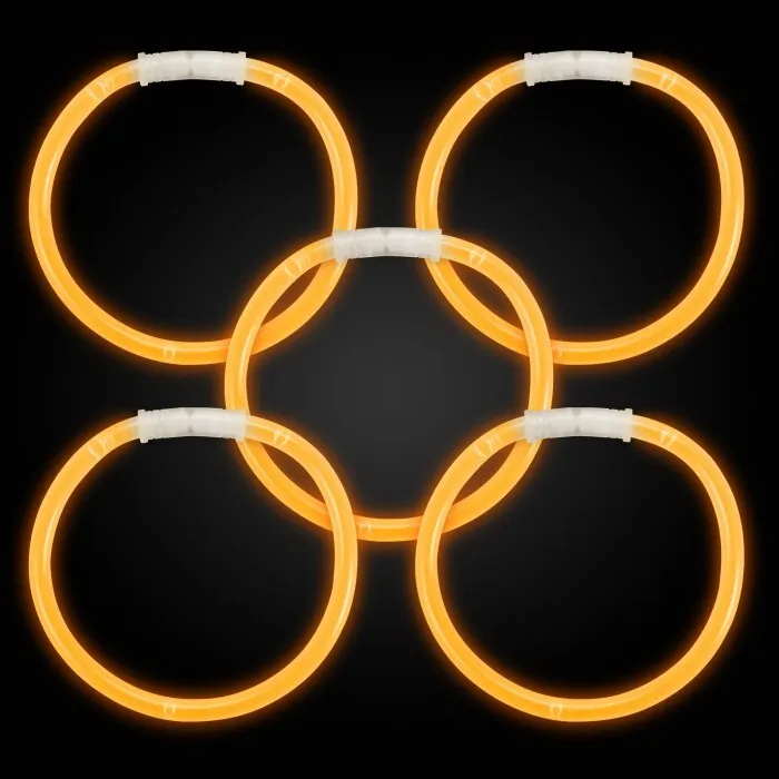 8 Inch Premium Orange Glow Stick Bracelets