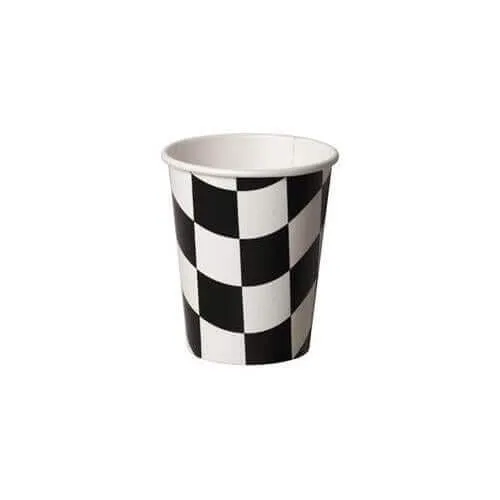 9oz Black & White Check Paper Cups (8ct)