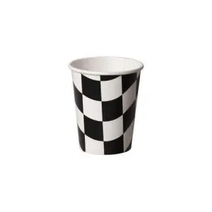 9oz Black & White Check Paper Cups (8ct)