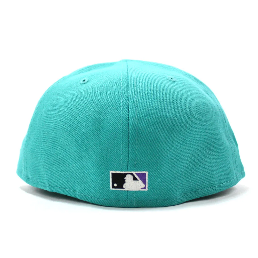 Arizona Diamondbacks 2001 World Series New Era 59Fifty Fitted Hat (Glow in the Dark Logo Teal Lavender Under Brim)
