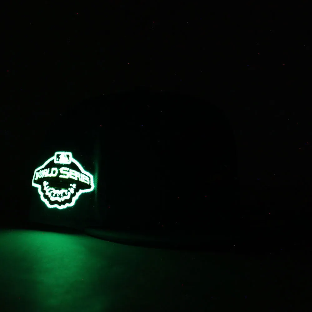 Arizona Diamondbacks 2001 World Series New Era 59Fifty Fitted Hat (Glow in the Dark Logo Teal Lavender Under Brim)