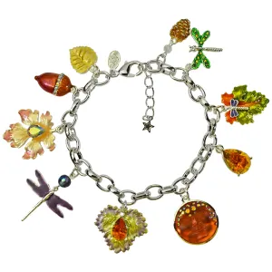 Autumn Goddess Seaview Moon Charm Bracelet (Sterling Silvertone)