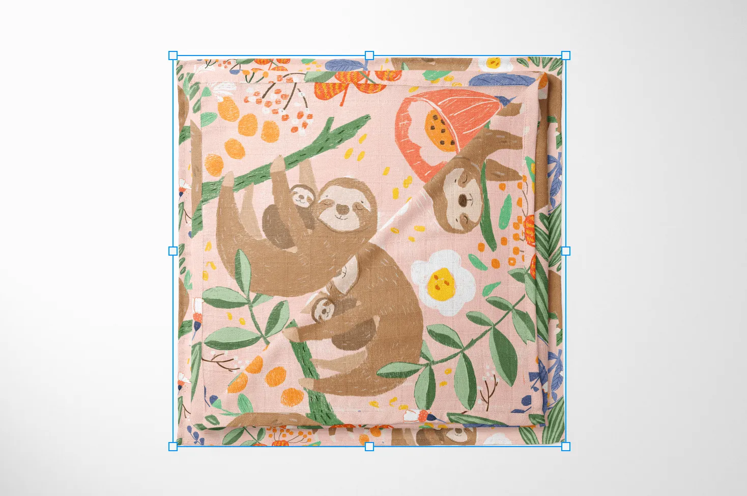 Bamboo Baby Blanket Swaddle Wrap - Pink Sloth Family by Suki McMaster