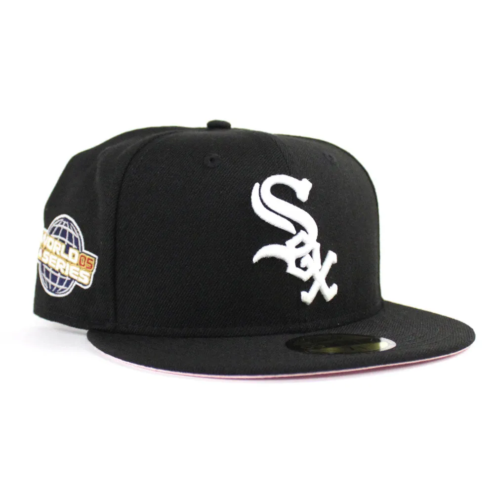 Chicago White Sox 2005 World Series New Era Fitted 59Fifty Hat (Glow in the Dark Logo Pink Under Brim)