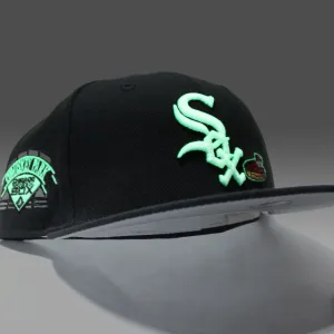 Chicago White Sox Team Eats Comiskey Park New Era 59Fifty Fitted Hat (Glow in the Dark Black Grey Under Brim)