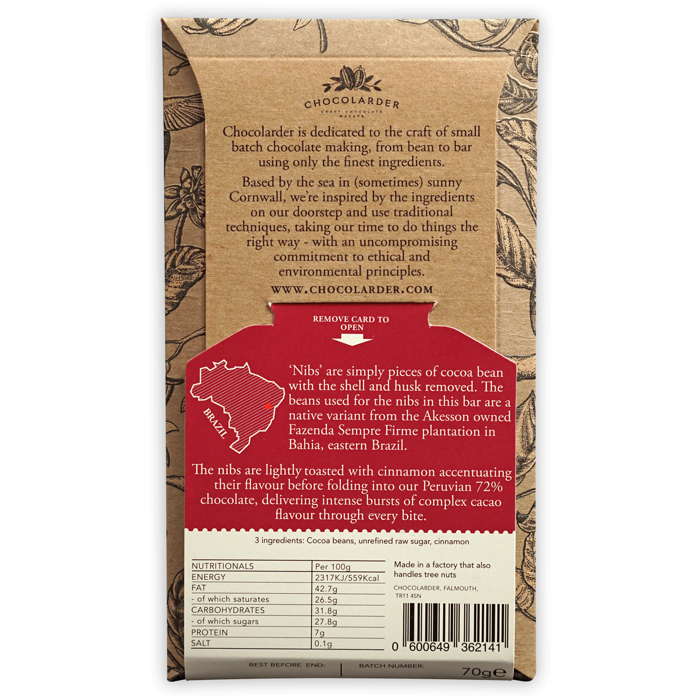 Chocolarder Cinnamon Toasted Cacao Nibs 74%