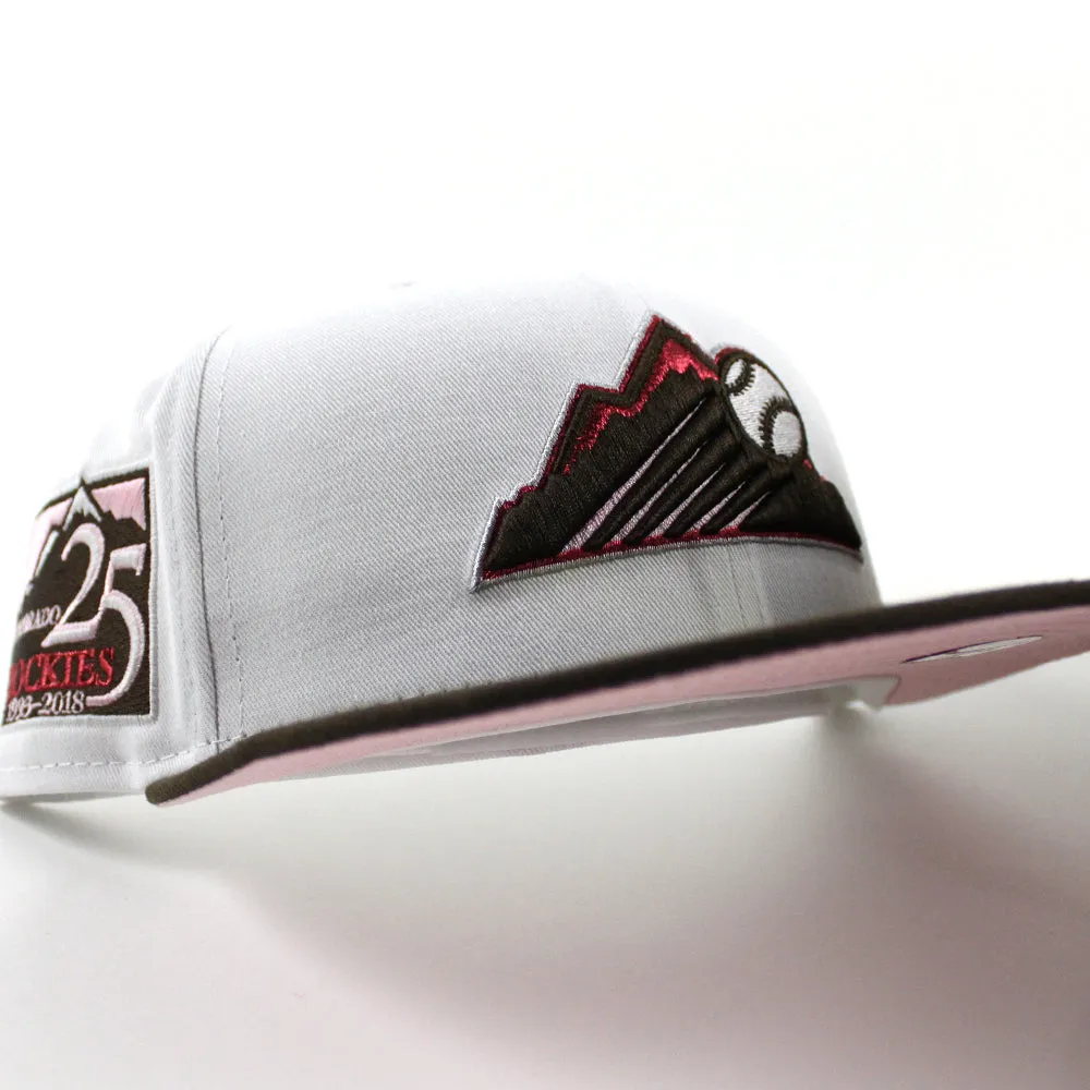 Colorado Rockies 25th Anniversary New Era 59Fifty Fitted Hat (White Brown Pink Under Brim)