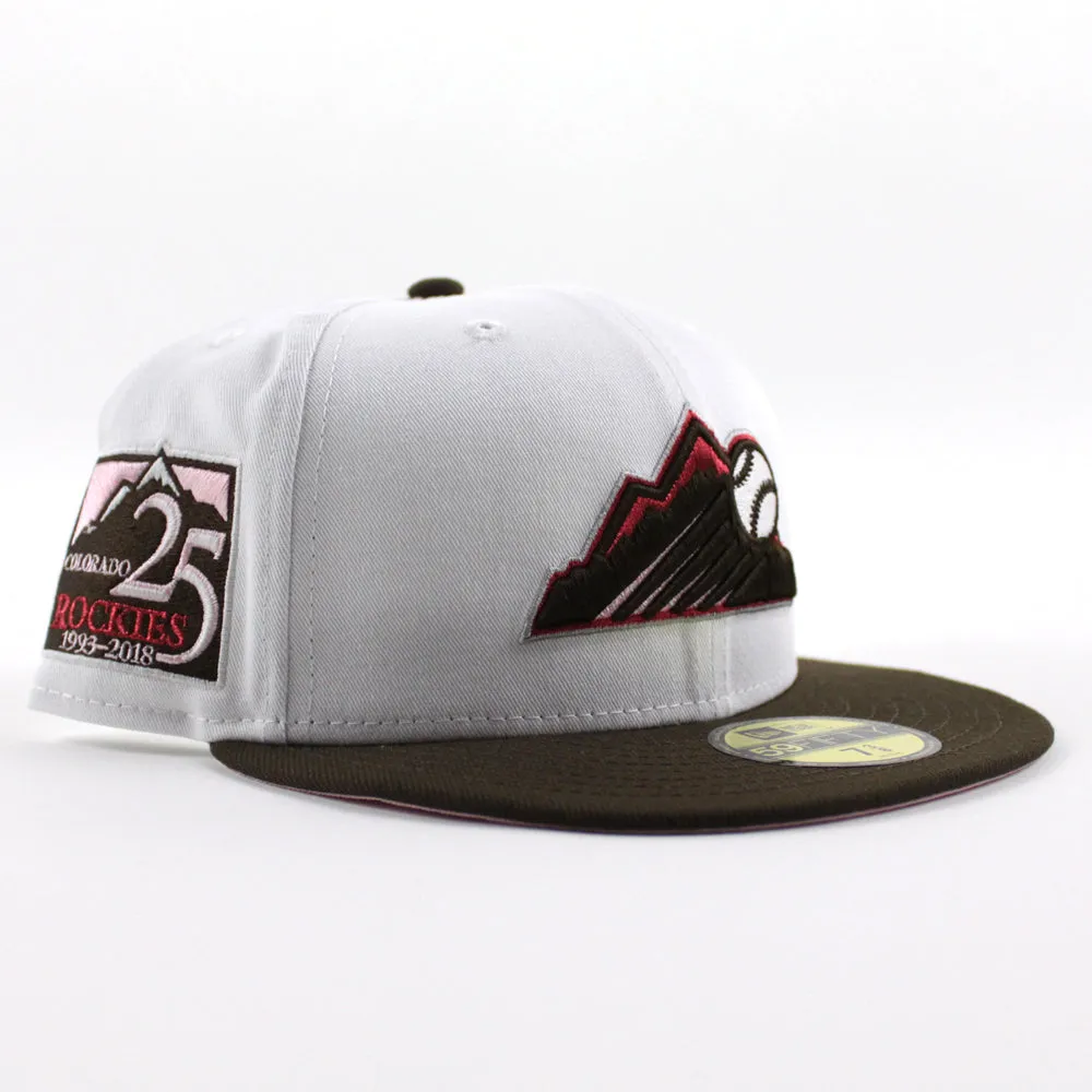 Colorado Rockies 25th Anniversary New Era 59Fifty Fitted Hat (White Brown Pink Under Brim)