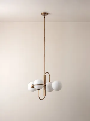 Decora - 4 light aged brass and opal pendant