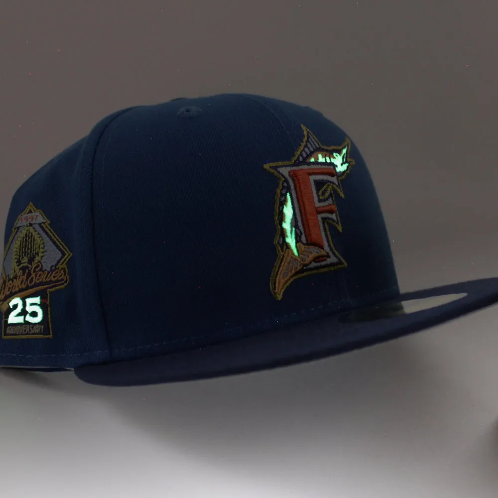 Florida Marlins 25th Anniversary New Era 59Fifty Fitted Hat (Glow in the Dark SeaShore Oceanside Gray Under brim)