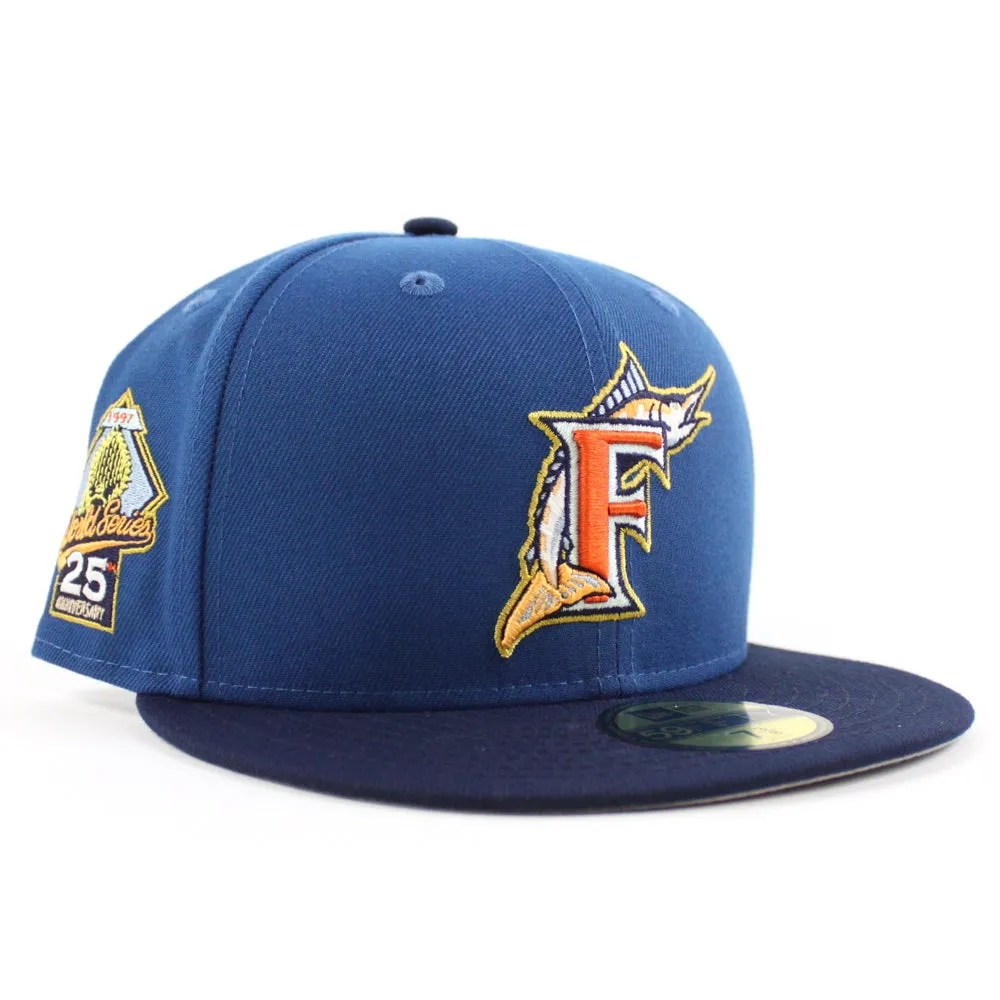 Florida Marlins 25th Anniversary New Era 59Fifty Fitted Hat (Glow in the Dark SeaShore Oceanside Gray Under brim)