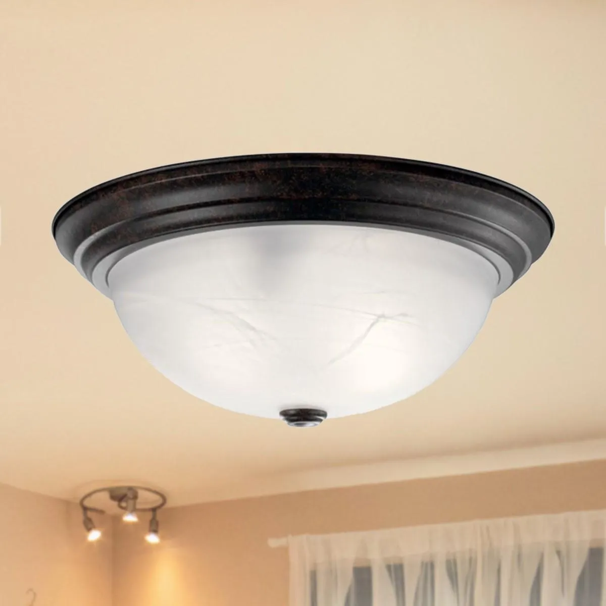 Flush Mount Light15 in. 3 Lights Bronze finish