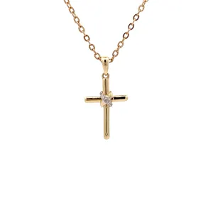 Graceful 9ct Gold Diamond Cross Pendant