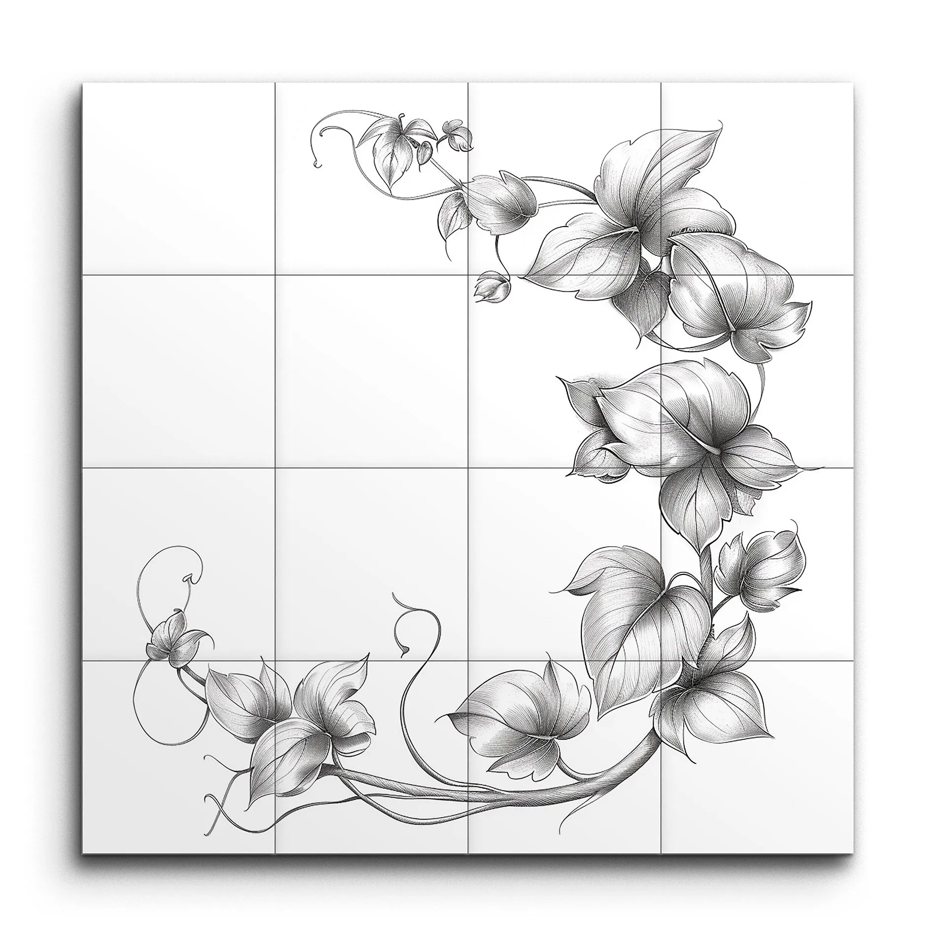 Graceful Vines & Flowers: Monochrome Elegance