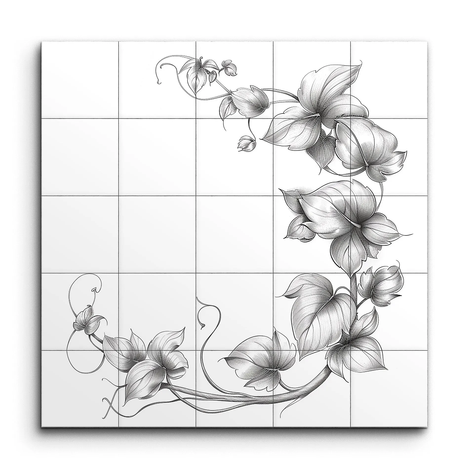Graceful Vines & Flowers: Monochrome Elegance