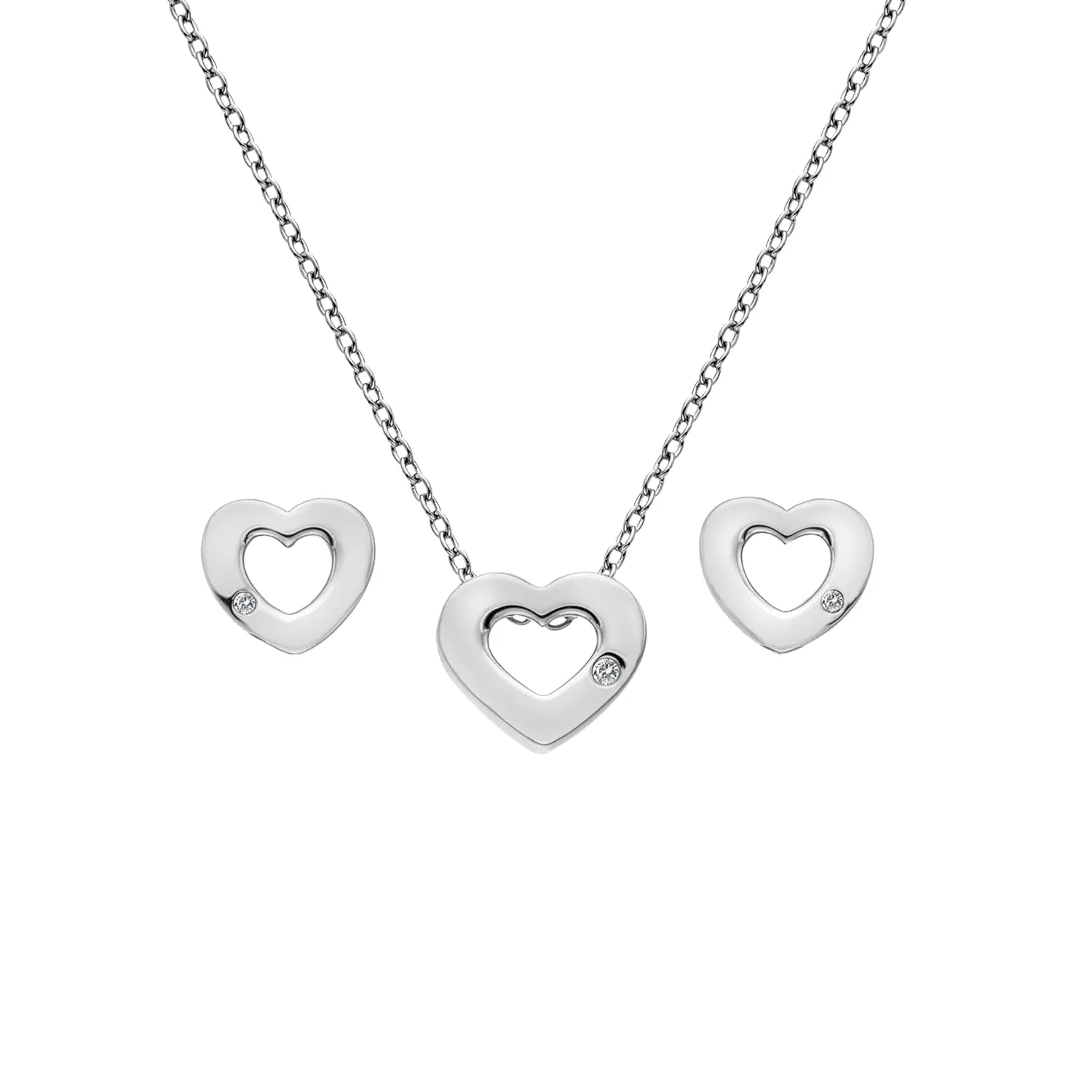 Hot Diamonds Amulets Heart Pendant and Earrings set | Sterling Silver