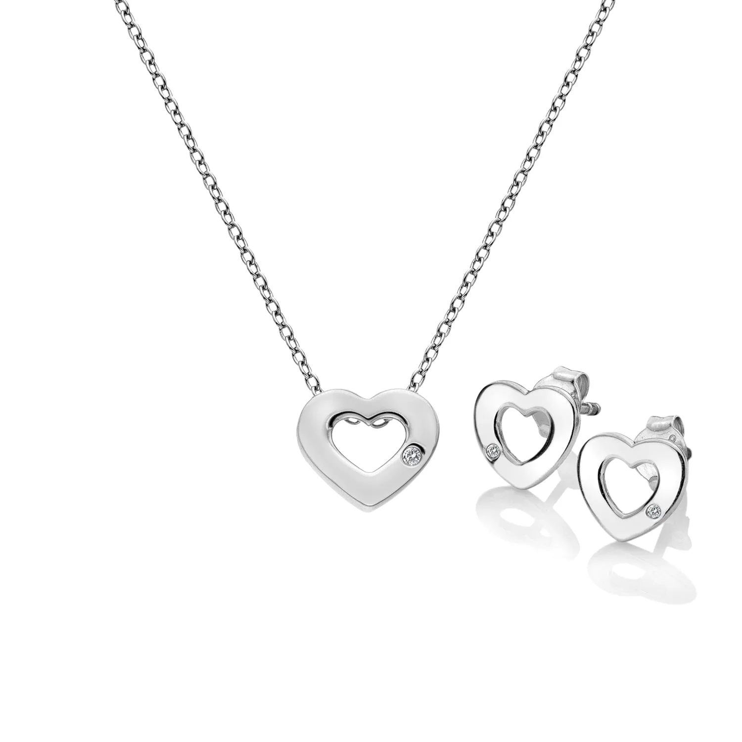 Hot Diamonds Amulets Heart Pendant and Earrings set | Sterling Silver
