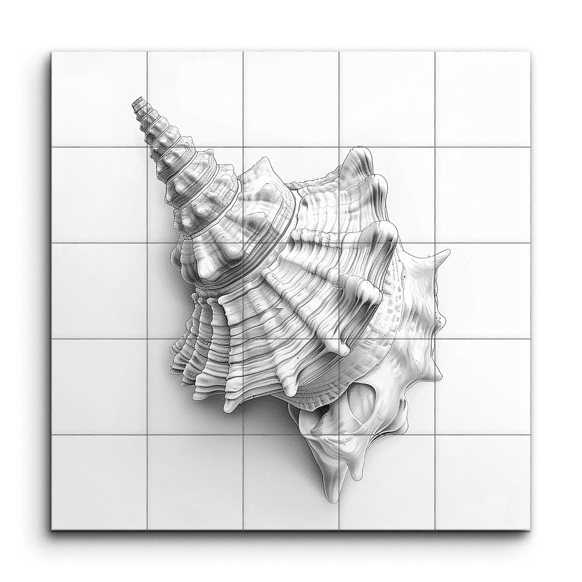 Hyper-Realistic Conch Shell in Monochrome