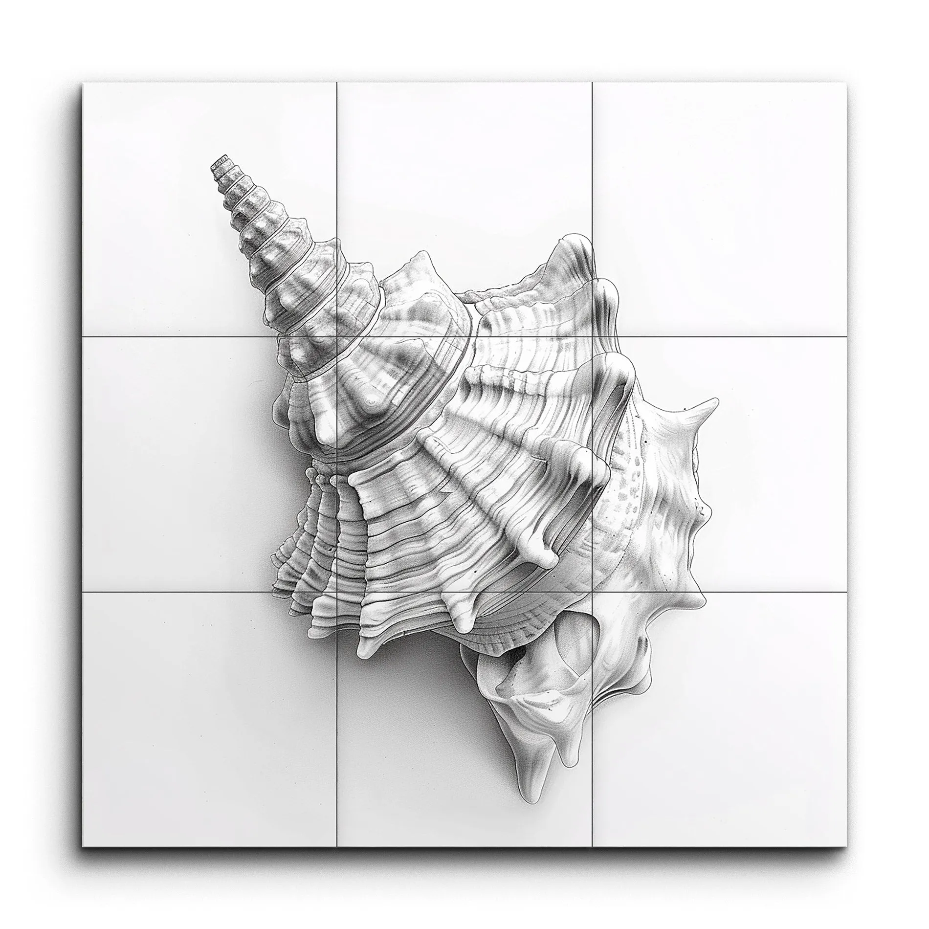 Hyper-Realistic Conch Shell in Monochrome