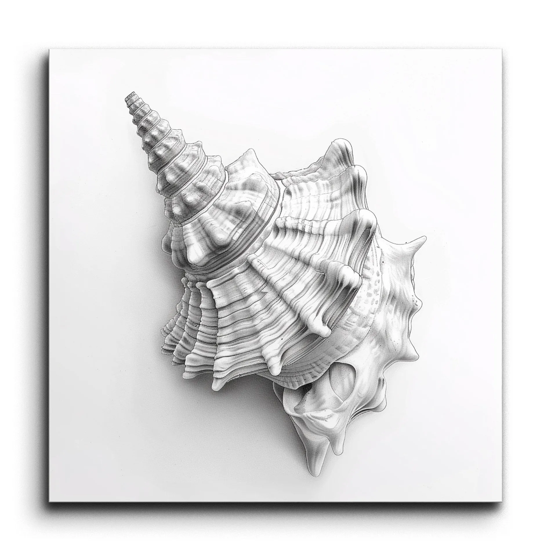 Hyper-Realistic Conch Shell in Monochrome