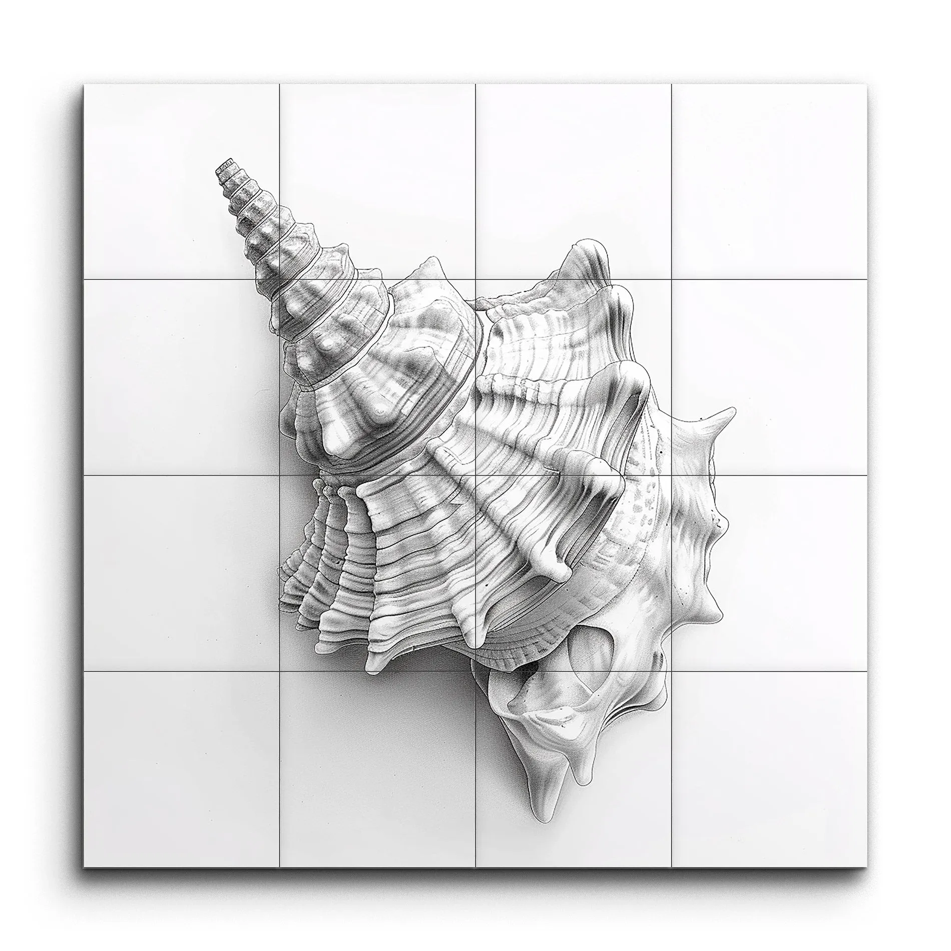 Hyper-Realistic Conch Shell in Monochrome