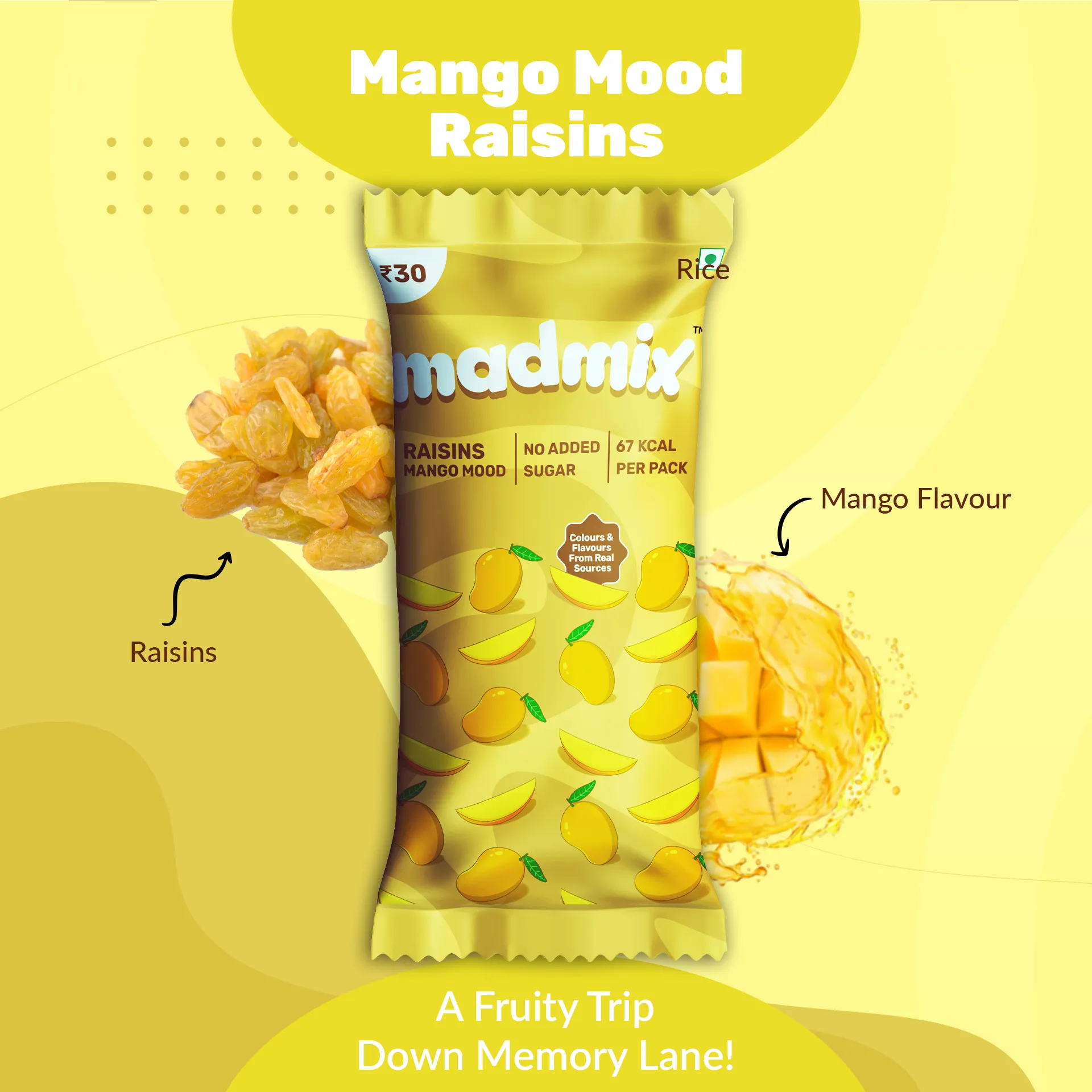 Madmix Raisins Mango Pack of 10 | 15 Grams Each