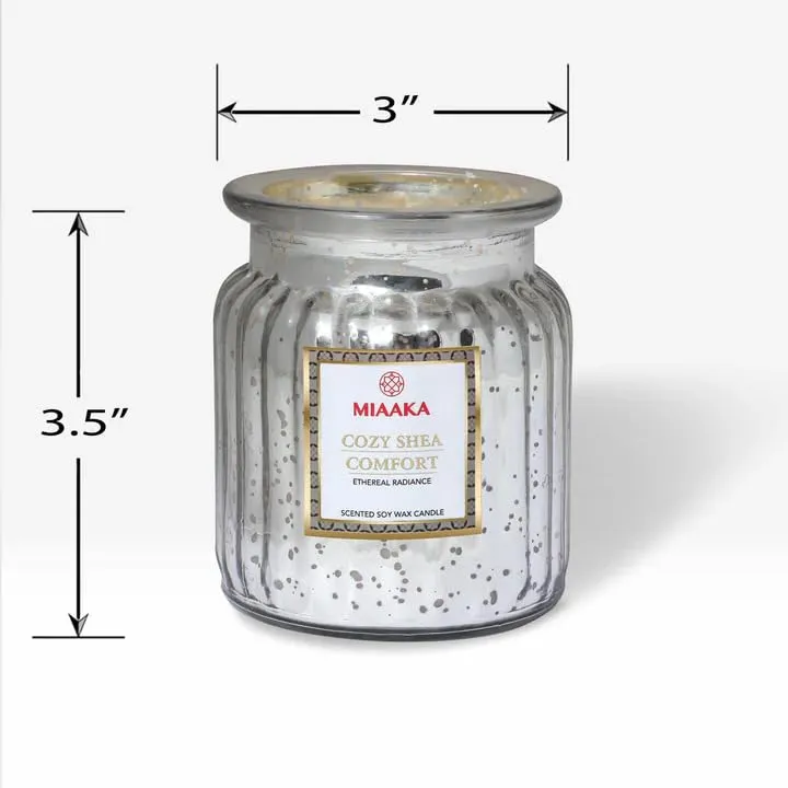 MIAAKA Ethereal Radiance Fluted Glass Jar Hand Poured Scented Candle Cozy Shea Comfort Fragrance 435gm