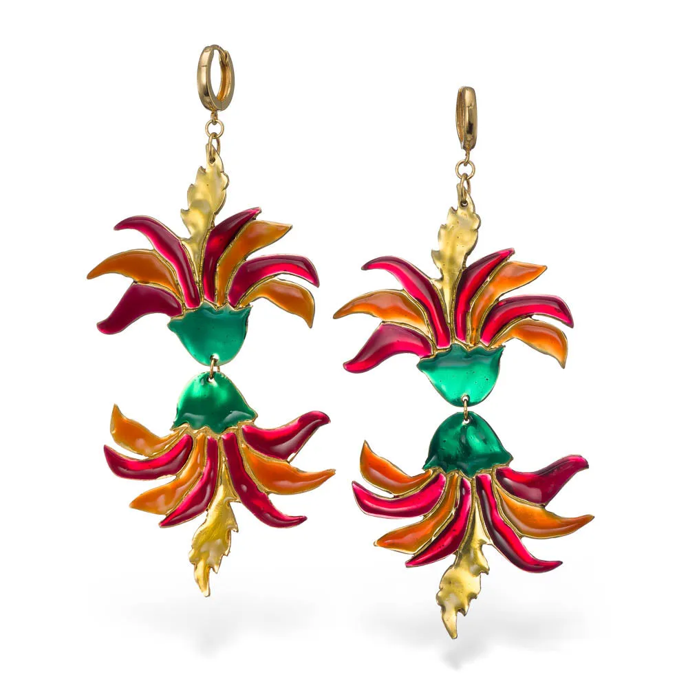 Mirror lotus - earrings with enamel