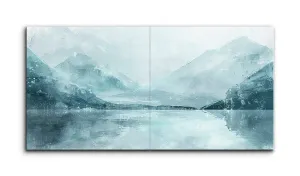 Misty Mountain Serenity: A Tranquil Landscape Diptych