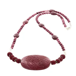 Mookite Rose carved pendant Necklace