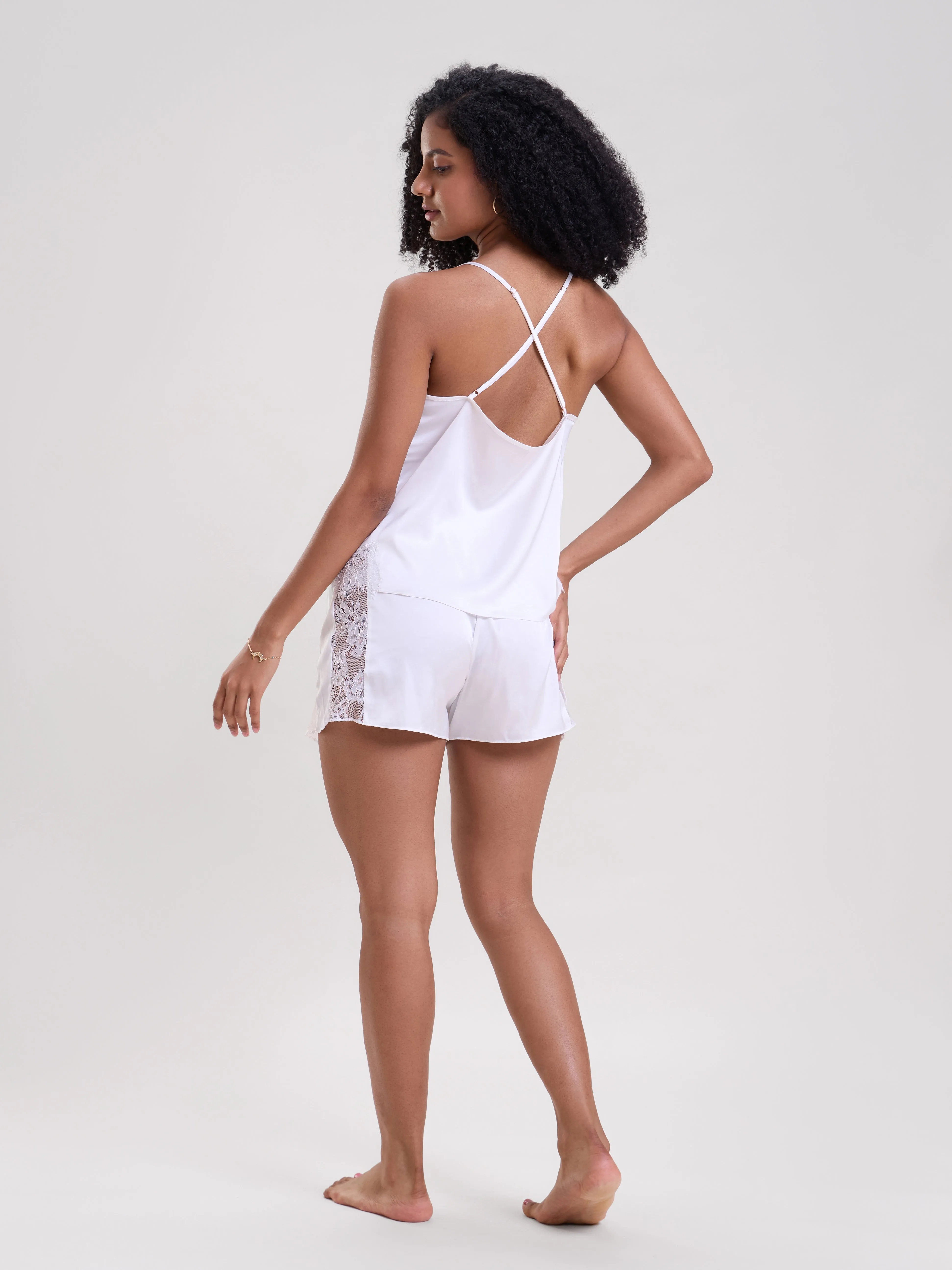 Mysthelle WHITE CAMI TOP AND SHORTS