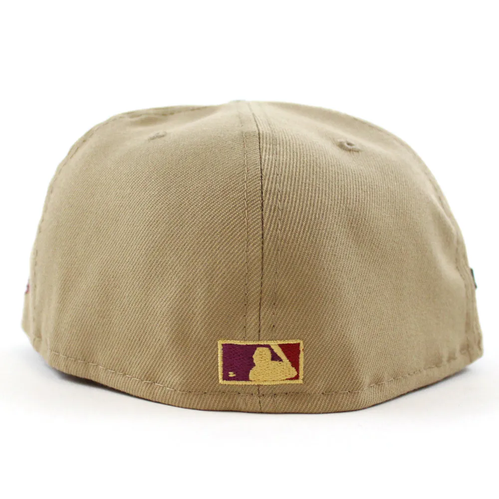 New York Yankees 100 Years New Era 59Fifty Fitted Hat (GITD KHAKI BURNT WOOD SCARLET Under Brim)