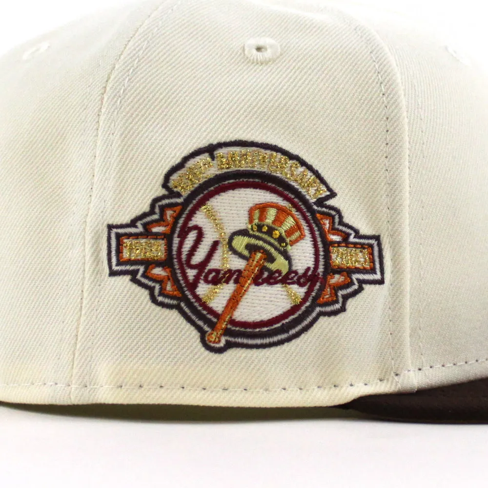 New York Yankees 1949 World Series 100TH ANNIVERSARY New Era 59Fifty Fitted Hat (Glow in the Dark CHROME WHITE BURNT WOOD POLY KHAKI Under Brim)