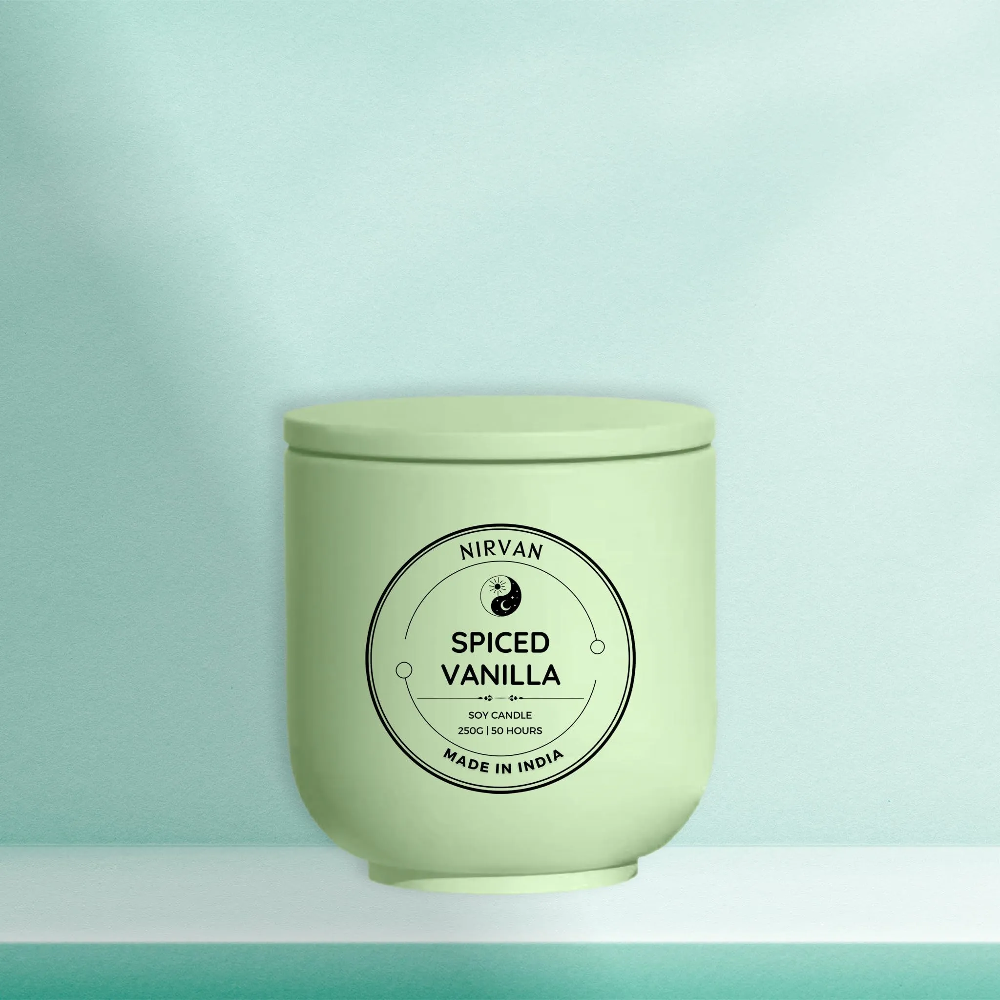 Nirvan Spiced Vanilla Scented Candle, Fragrance of Vanilla, Cinnamon & Anise, 250gm of Soy Wax, Up to 50 Hours, Eco-Friendly O.G. Aesthetic Jar