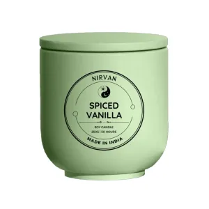 Nirvan Spiced Vanilla Scented Candle, Fragrance of Vanilla, Cinnamon & Anise, 250gm of Soy Wax, Up to 50 Hours, Eco-Friendly O.G. Aesthetic Jar