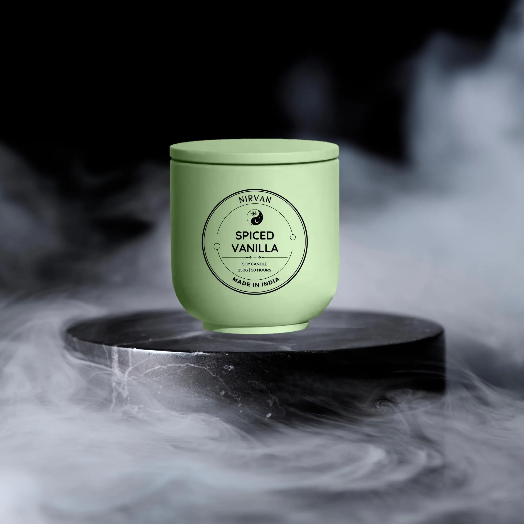 Nirvan Spiced Vanilla Scented Candle, Fragrance of Vanilla, Cinnamon & Anise, 250gm of Soy Wax, Up to 50 Hours, Eco-Friendly O.G. Aesthetic Jar
