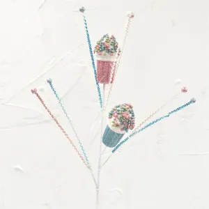 Playful Glitter Cupcake Spray 28" in Aqua/Pink