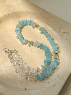 Refreshing Aquamarine Irregular Stone Beaded Necklace