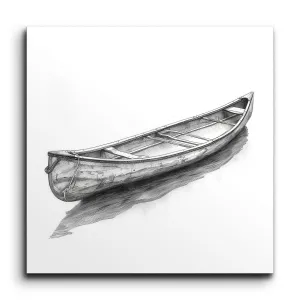 Serene Canoe Reflection: Monochromatic Masterpiece
