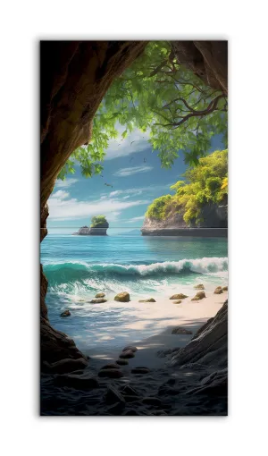 Serene Coastal Cave View
