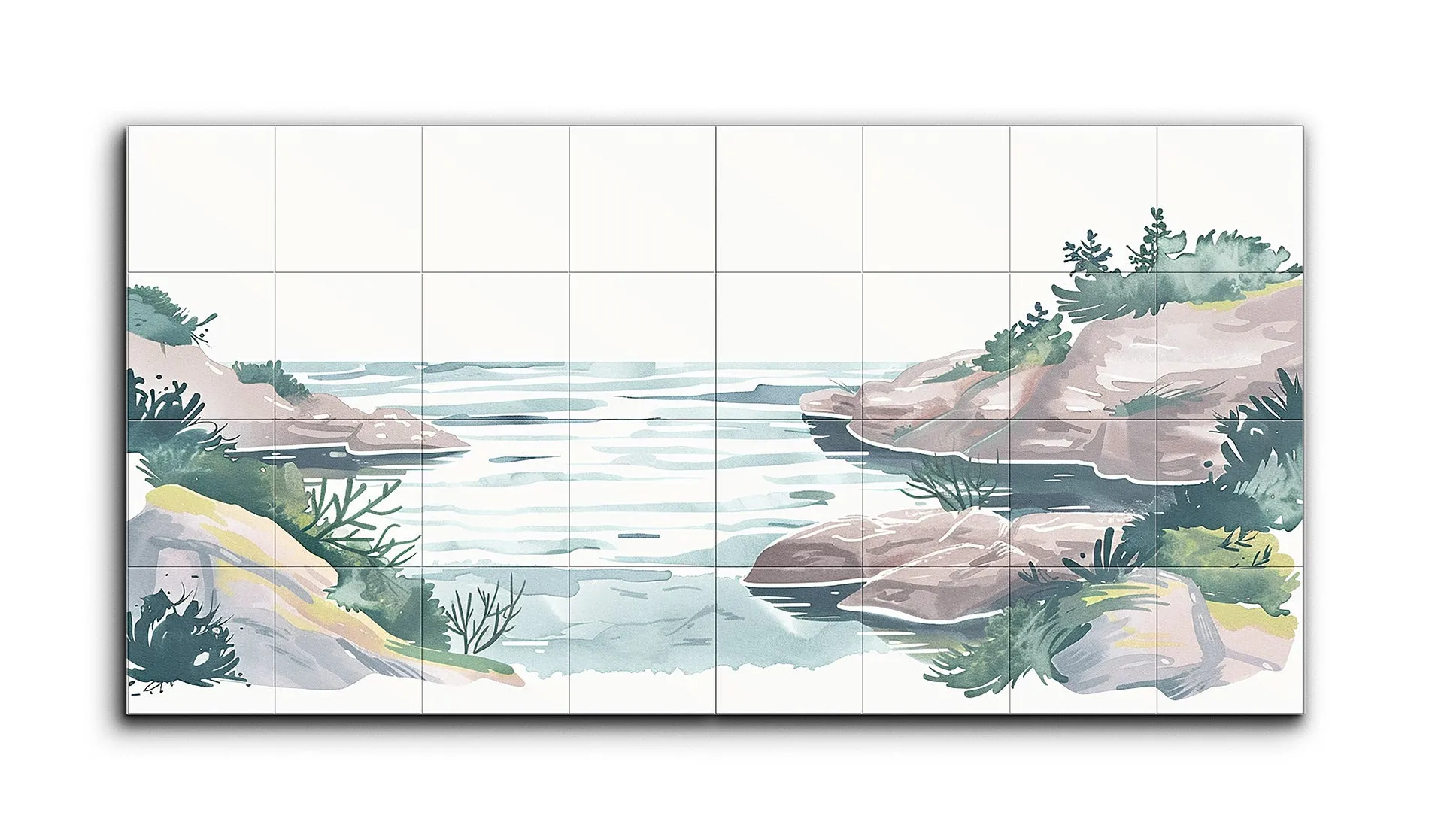 Serene Coastal Harmony: Pastel Seascape Panels