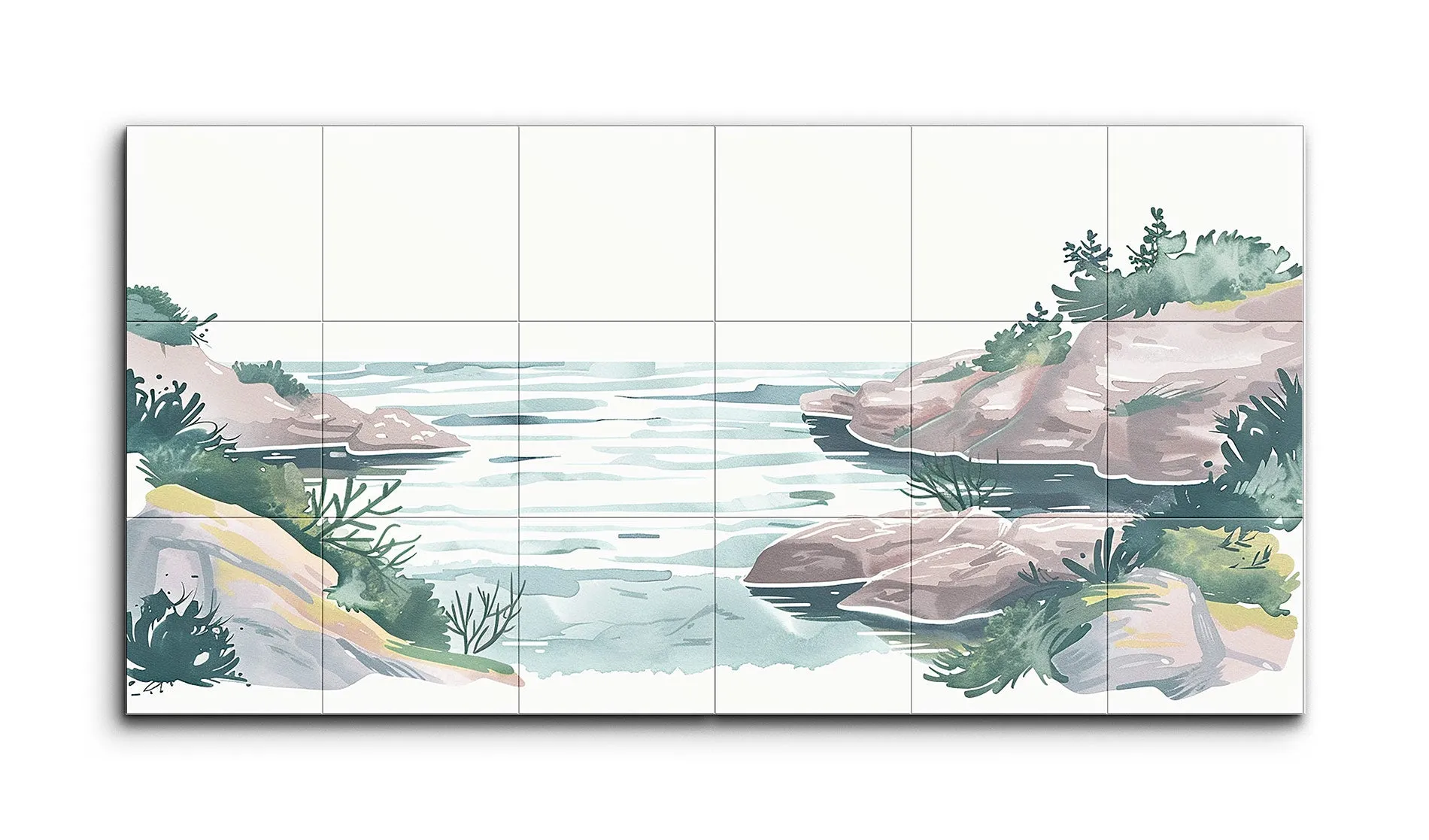 Serene Coastal Harmony: Pastel Seascape Panels