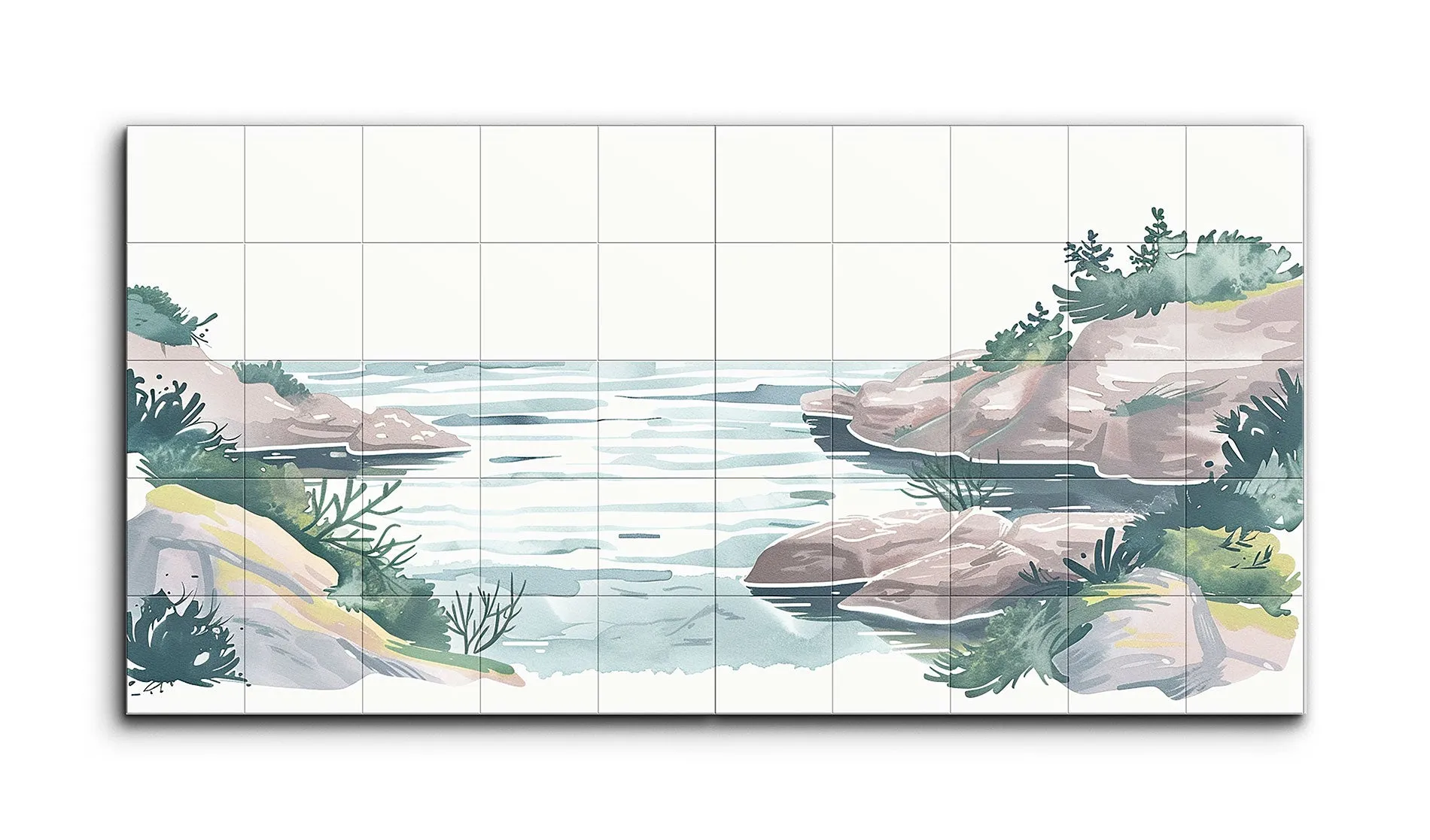 Serene Coastal Harmony: Pastel Seascape Panels
