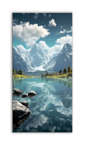 Serene Reflections: Snow-Capped Peaks and Tranquil Lake