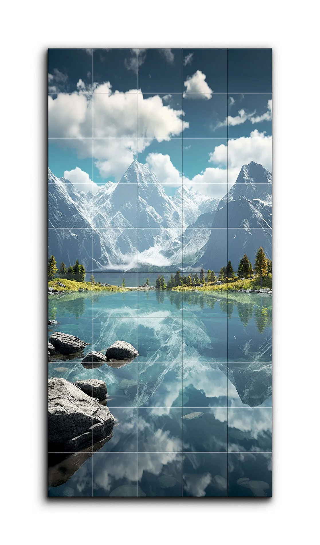 Serene Reflections: Snow-Capped Peaks and Tranquil Lake