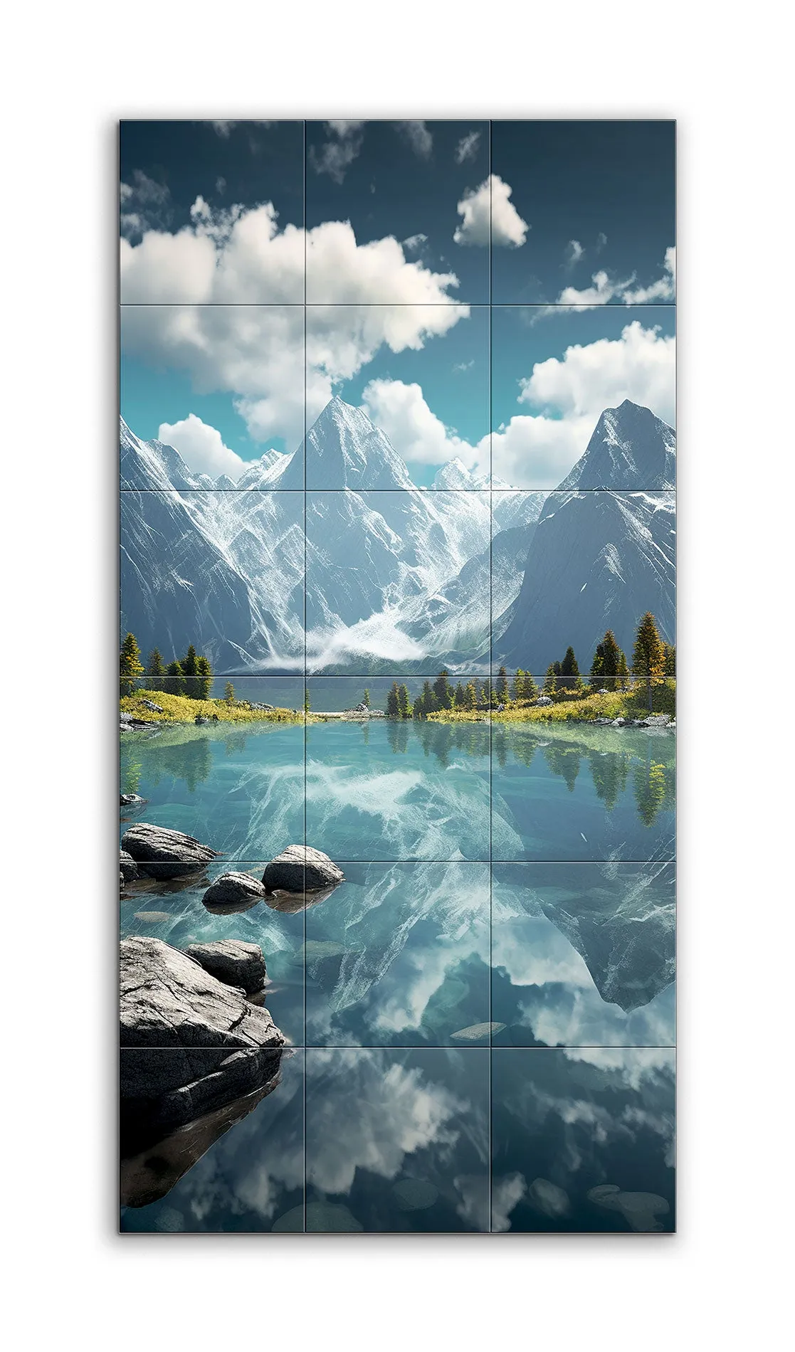 Serene Reflections: Snow-Capped Peaks and Tranquil Lake