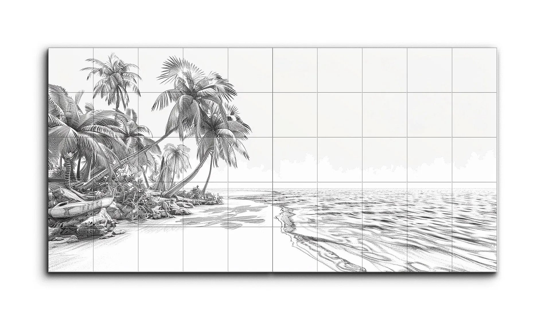 Serene Tropical Beach Drawing