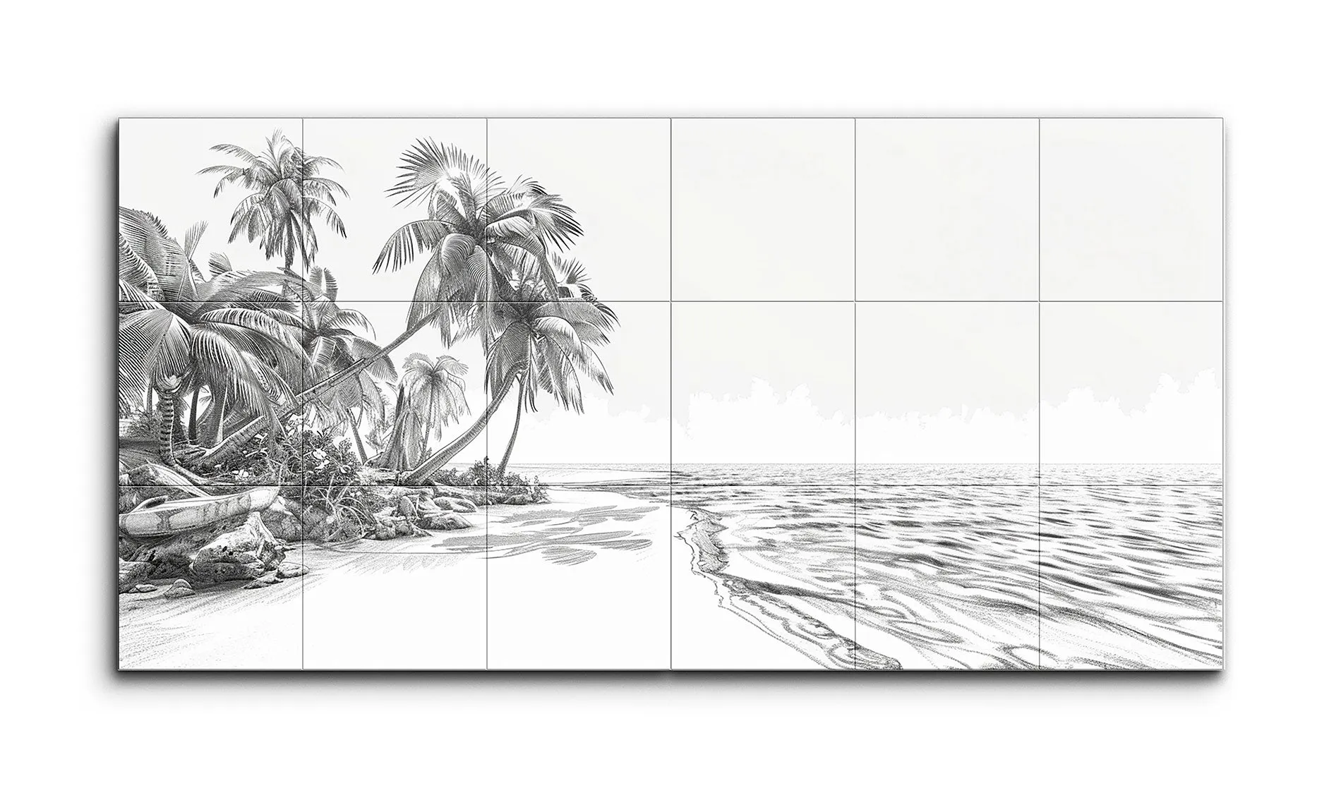Serene Tropical Beach Drawing